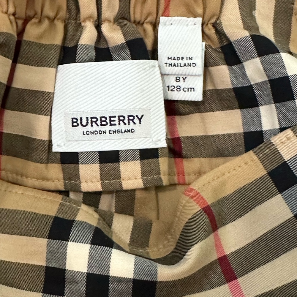 Burberry Girls Beige Tartan Dress with Black & Red Plaid - Picture 2 of 5